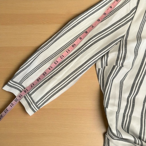 Ann Taylor Factory Striped Button Front Belted Dress Size 12 - Picture 3 of 11